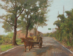 An Oxcart in Late Afternoon Sunshine_斜陽牛車_賴英澤 繪_Painted by Lai Ying-Tse